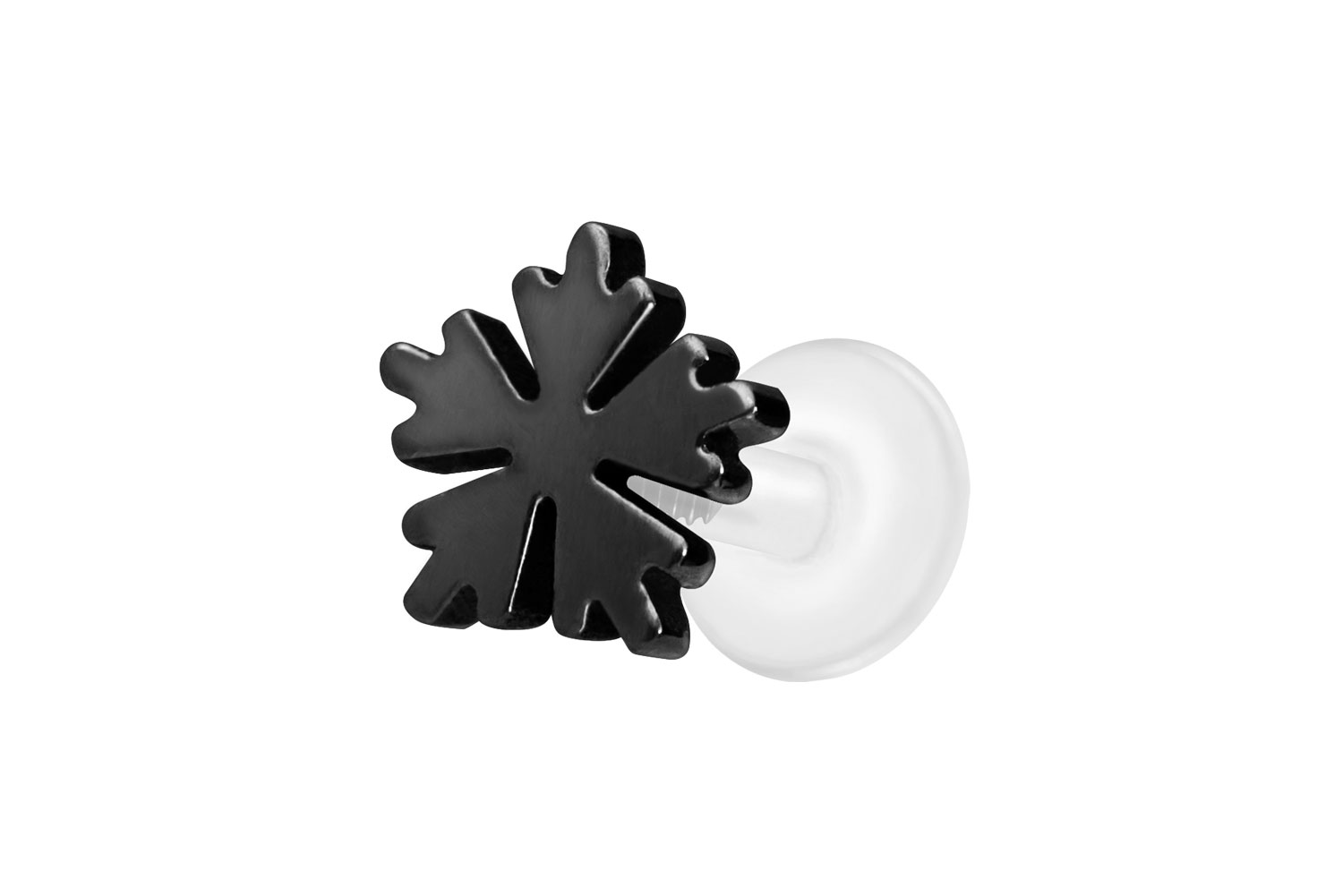 PTFE Labret Piercing mit Innengewinde + Titan-Aufsatz SCHNEEFLOCKE